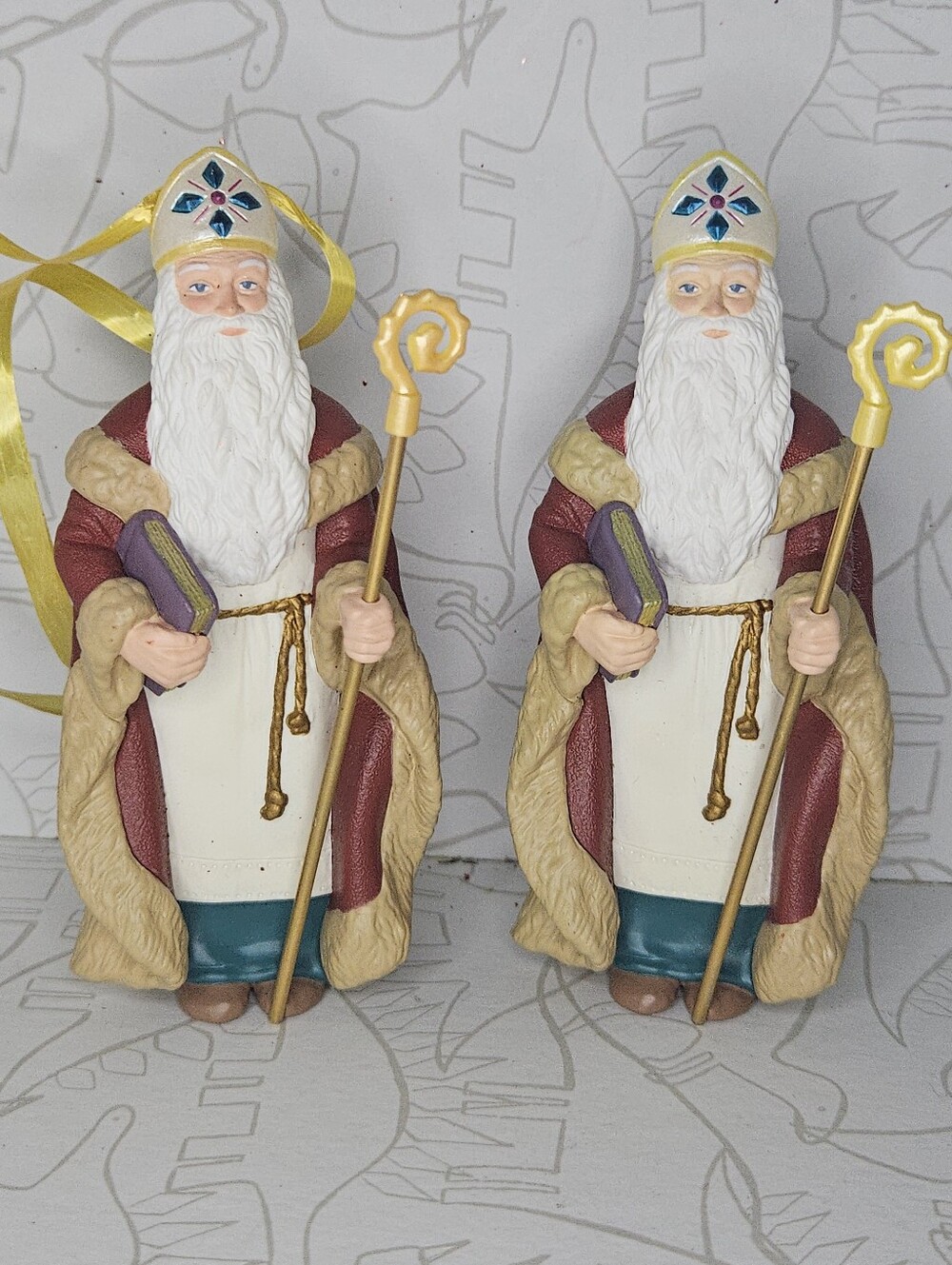 Ornament Hallmark Keepsake Resin Saint Nicholas Vintage 1995 Lot Of 2